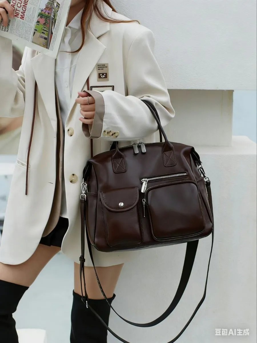 Сумка багет A&U BAGS натуральная кожа серый