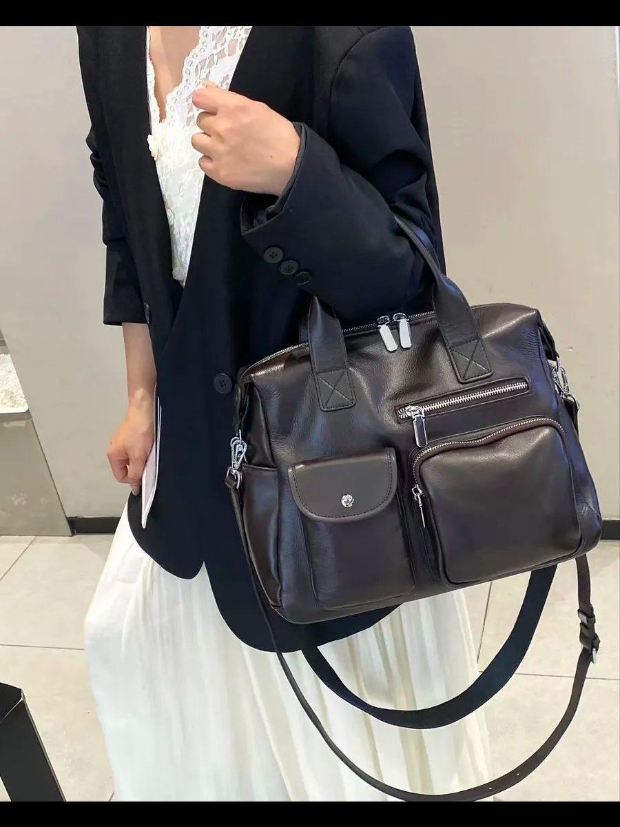 Сумка багет A&U BAGS натуральная кожа серый
