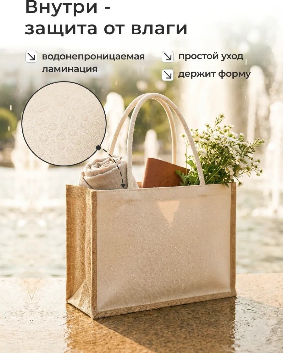Сумка шоппер ЭкоШарм хлопок бежевый купить,NaN