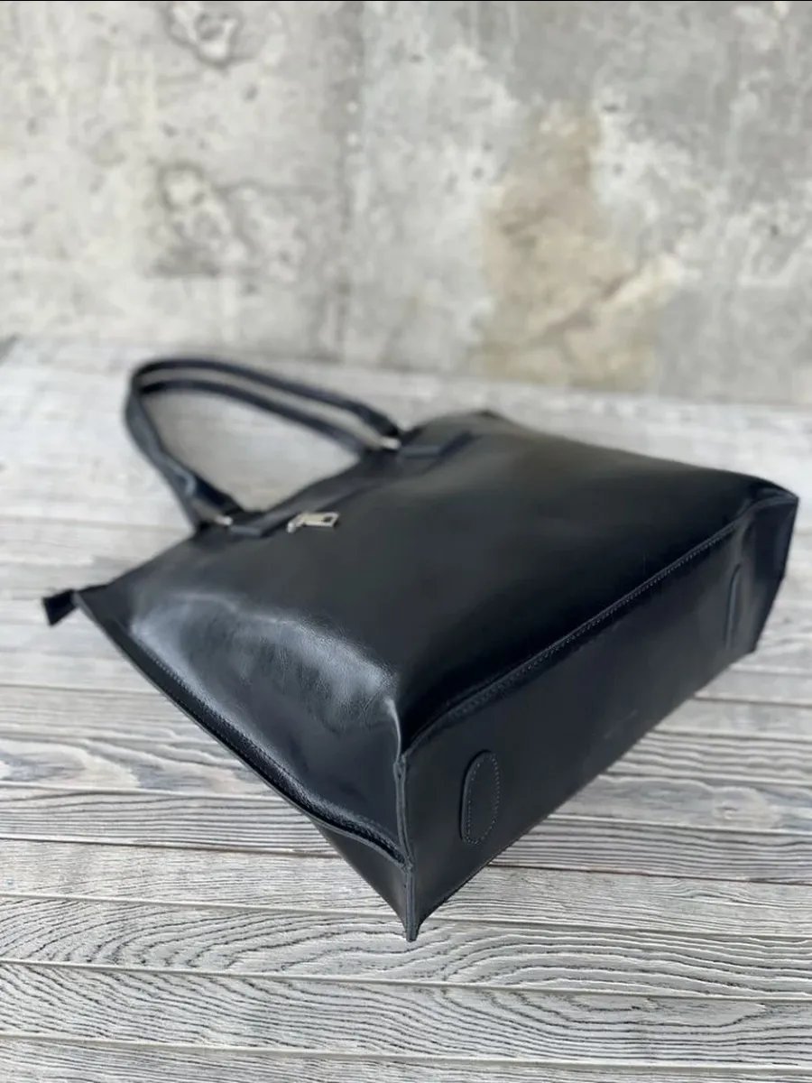 Сумка шоппер MollBAG натуральная кожа синий купить,NaN