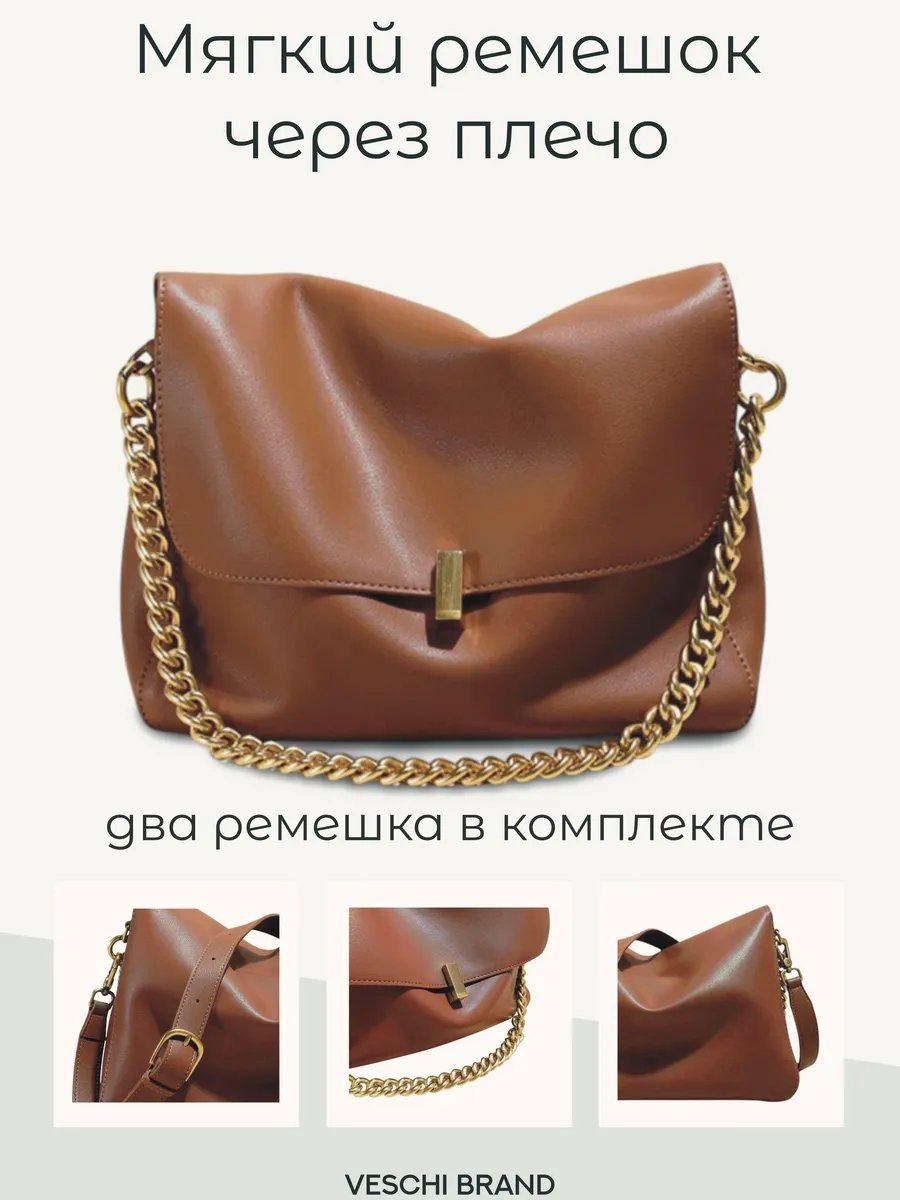 Мини-сумка VESCHI натуральная кожа коричневый купить,NaN