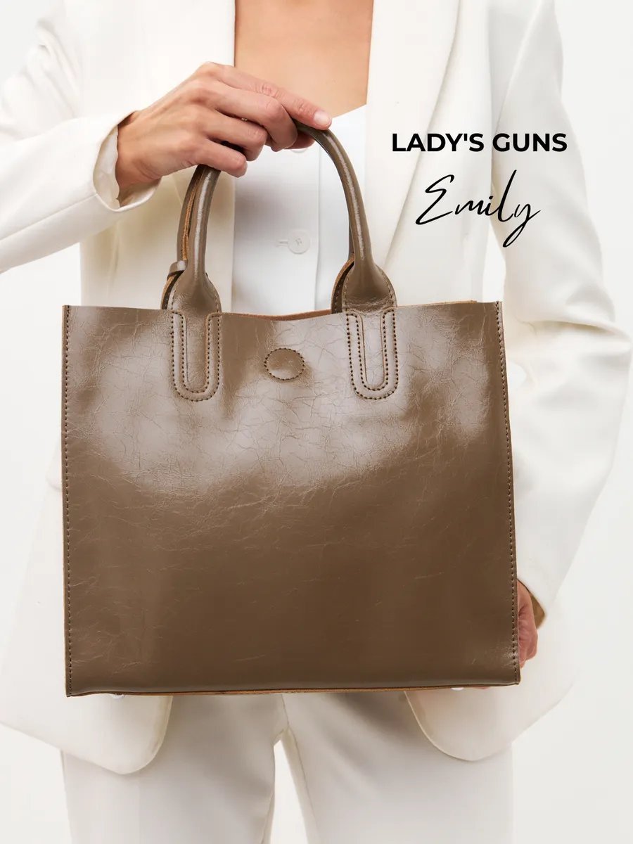 Сумка тоут Lady's Guns натуральная кожа коричневый купить,NaN