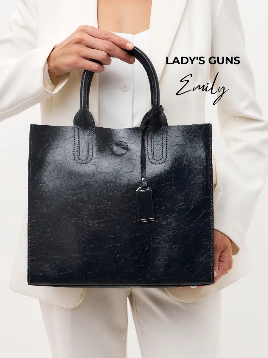 Сумка тоут Lady's Guns натуральная кожа синий купить,NaN