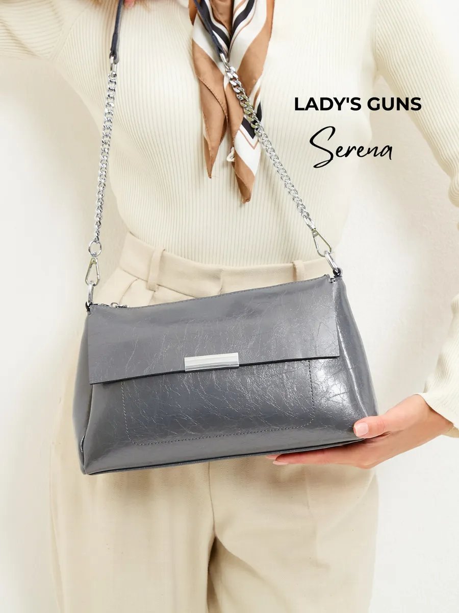 Сумка кросс-боди Lady's Guns натуральная кожа серый купить,NaN