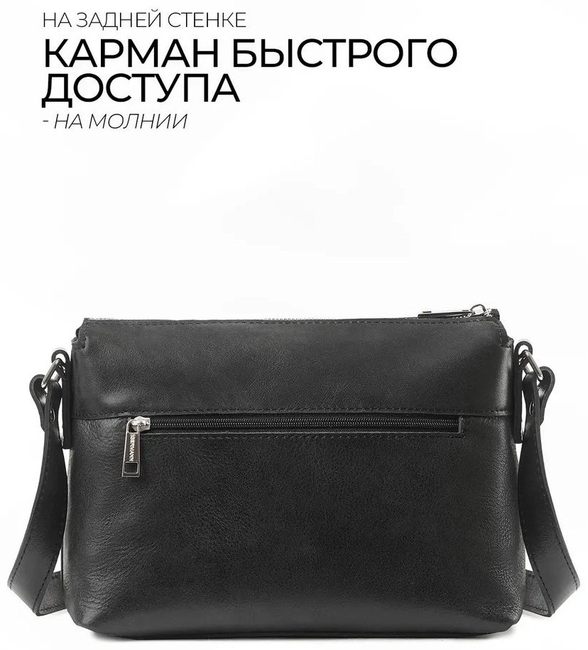 Сумка кросс-боди IGERMANN натуральная кожа черный купить,NaN