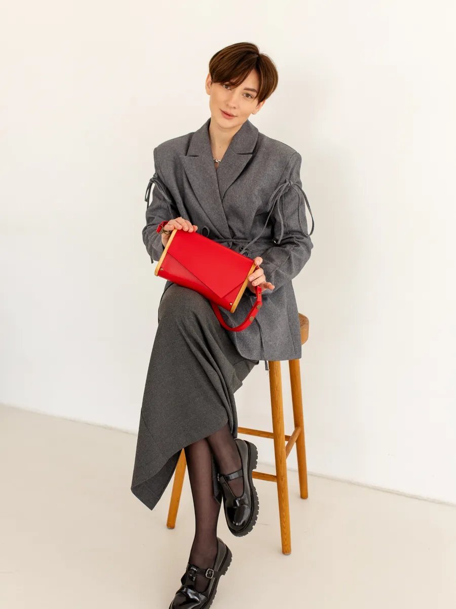 Сумка кросс-боди BECAUSE BAGS натуральная кожа красный купить,NaN