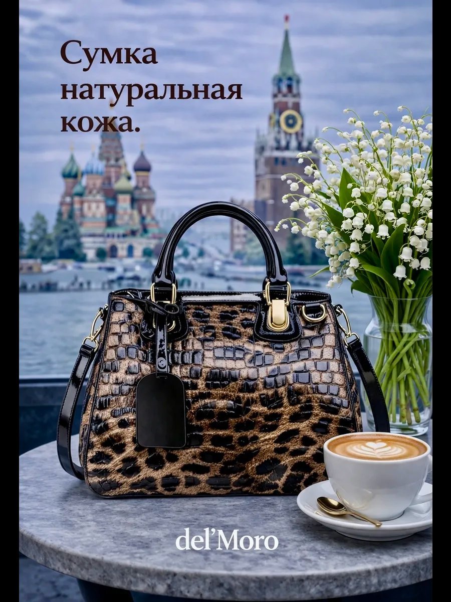 Мини-сумка del'Moro натуральная кожа коричневый купить,NaN