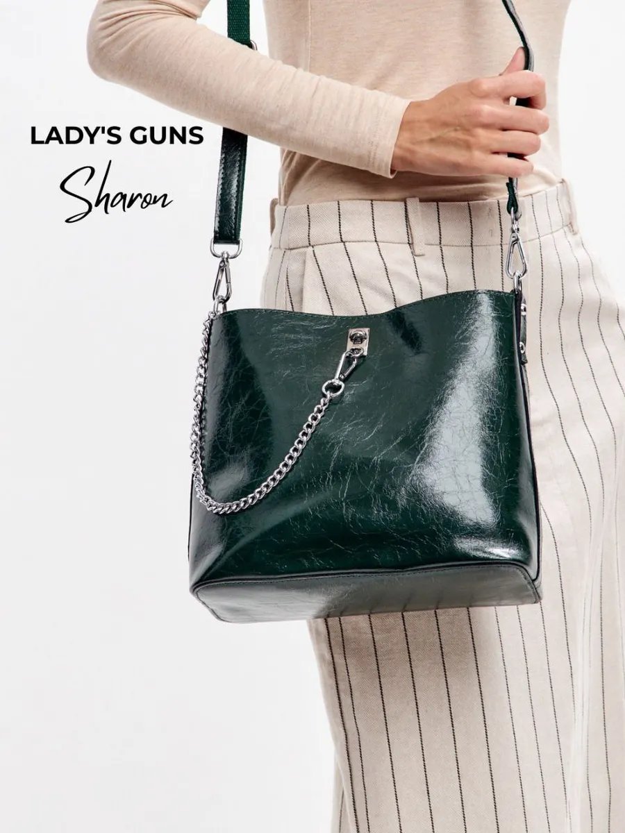 Сумка кросс-боди Lady's Guns натуральная кожа зеленый купить,NaN