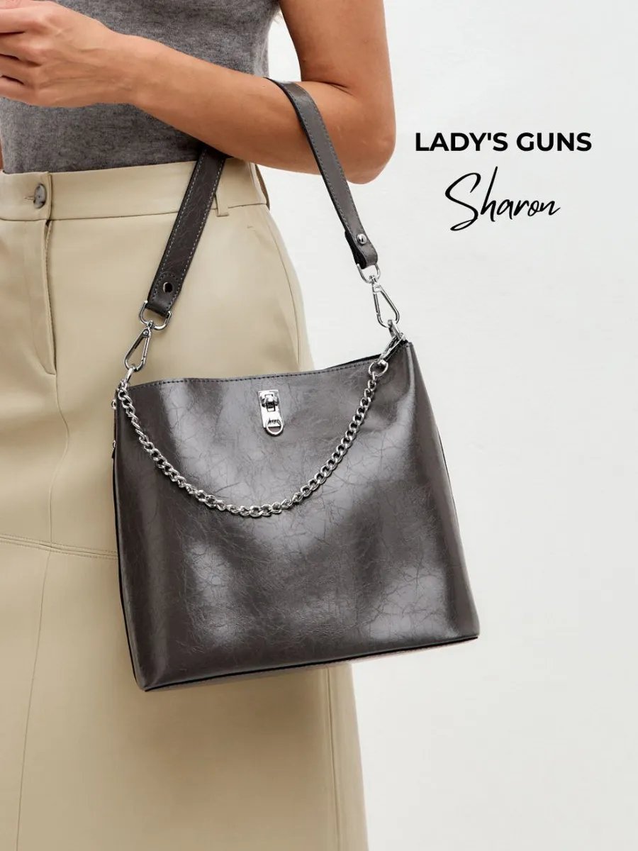 Сумка кросс-боди Lady's Guns натуральная кожа серый купить,NaN