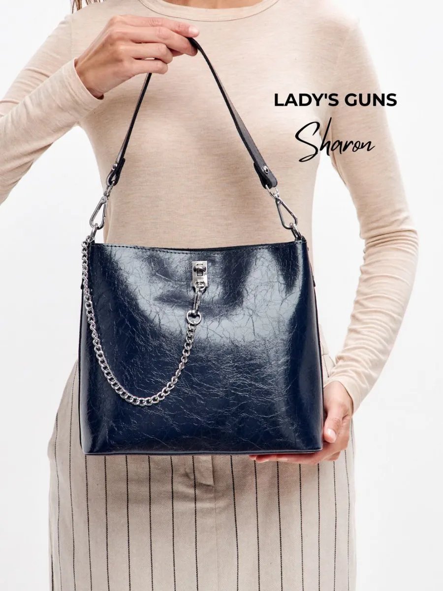 Сумка кросс-боди Lady's Guns натуральная кожа синий купить,NaN