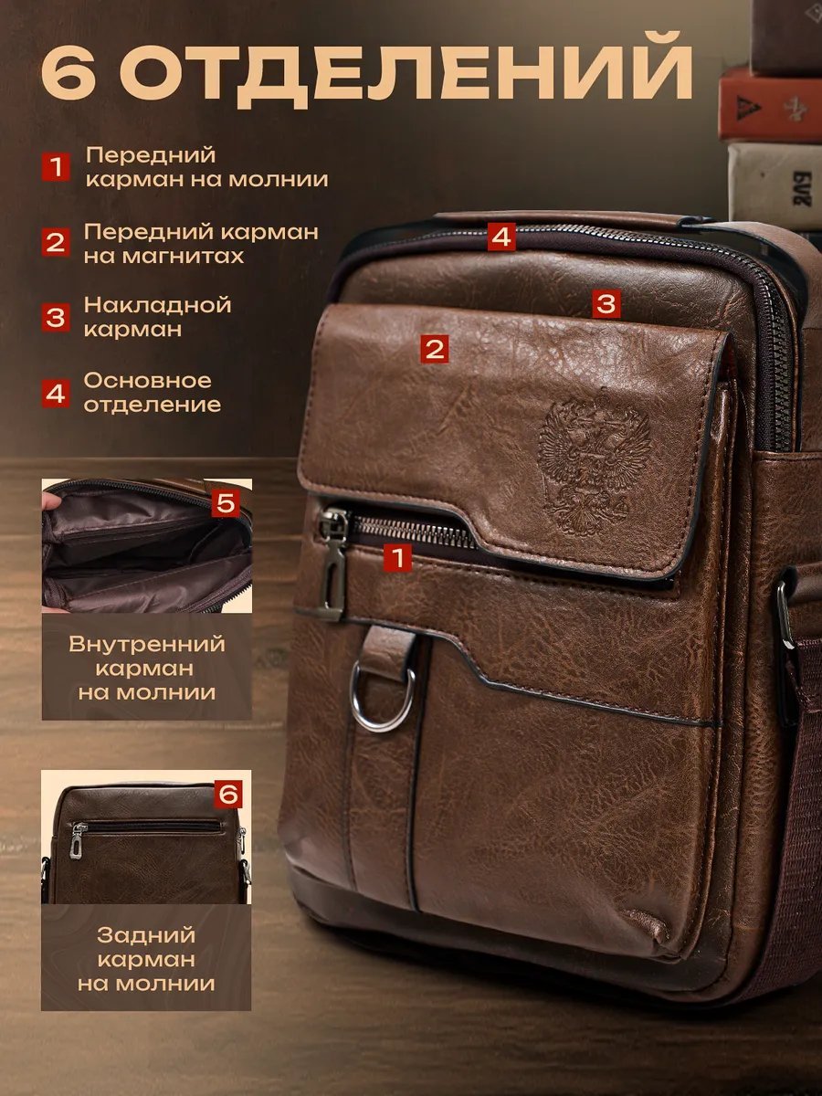 Мини-сумка Lirano экокожа коричневый купить,NaN