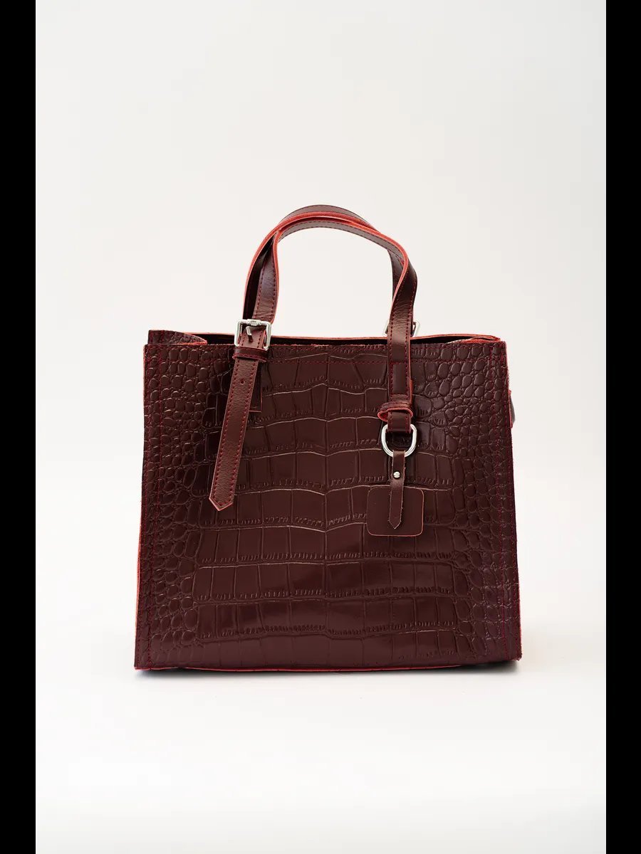 Сумка шоппер TJ bags натуральная кожа красный купить,NaN