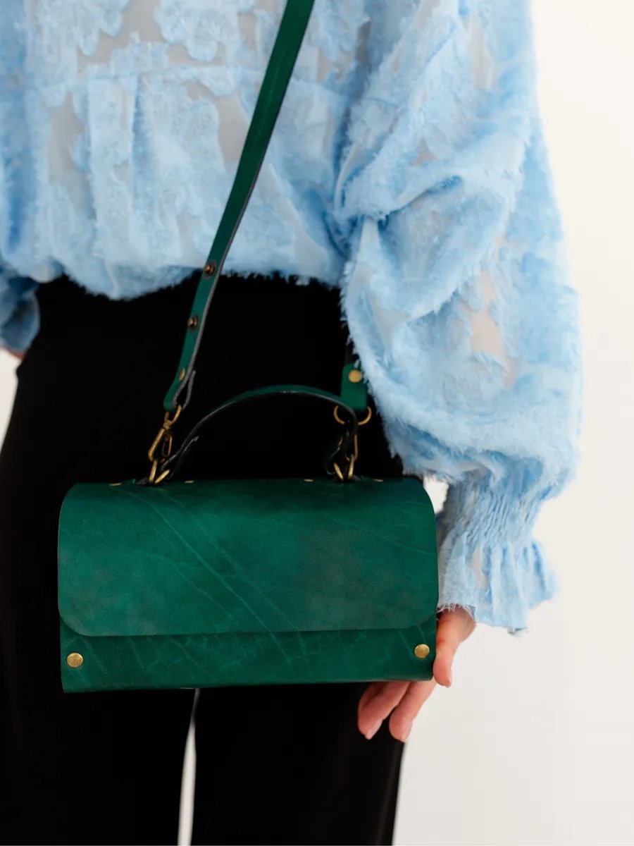 Сумка кросс-боди BECAUSE BAGS натуральная кожа зеленый купить,NaN