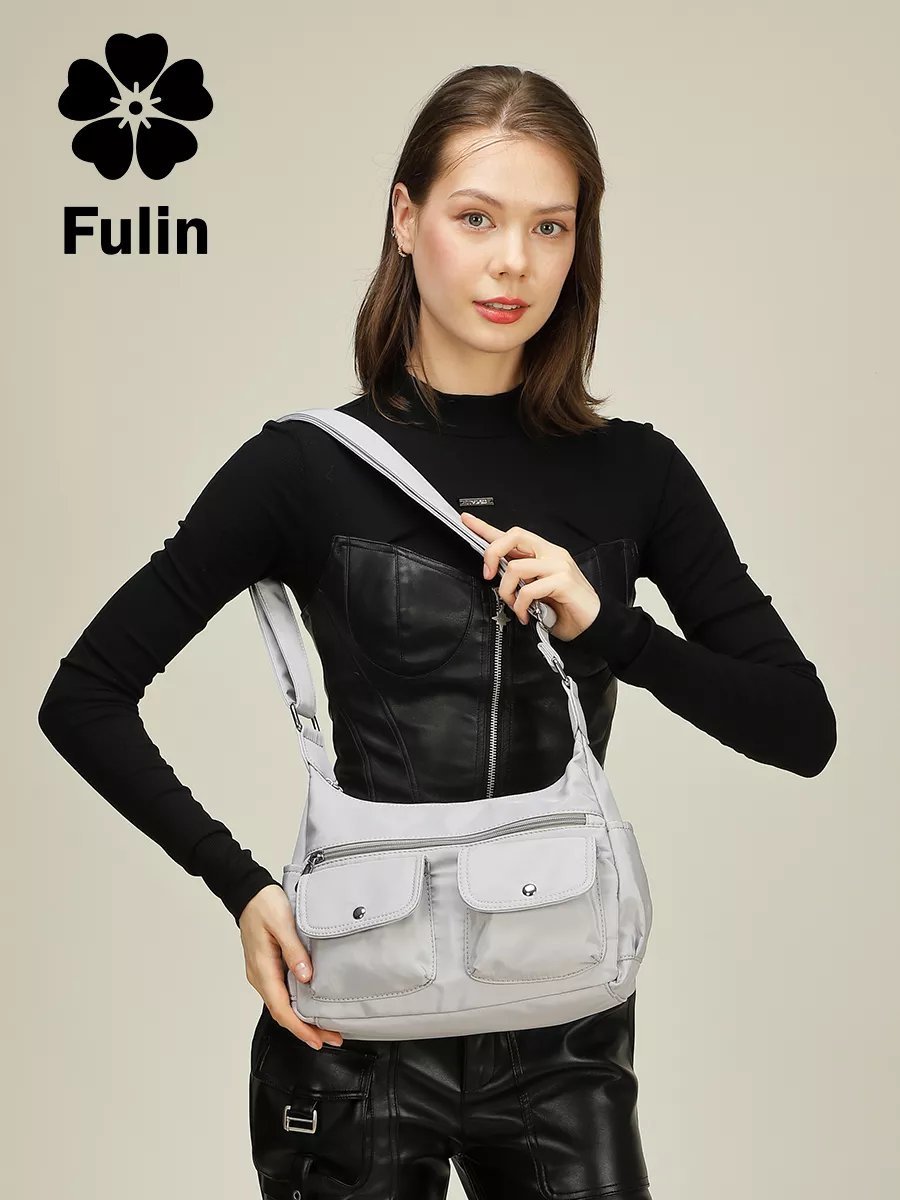 Сумка кросс-боди FULIN нейлон серый купить,NaN