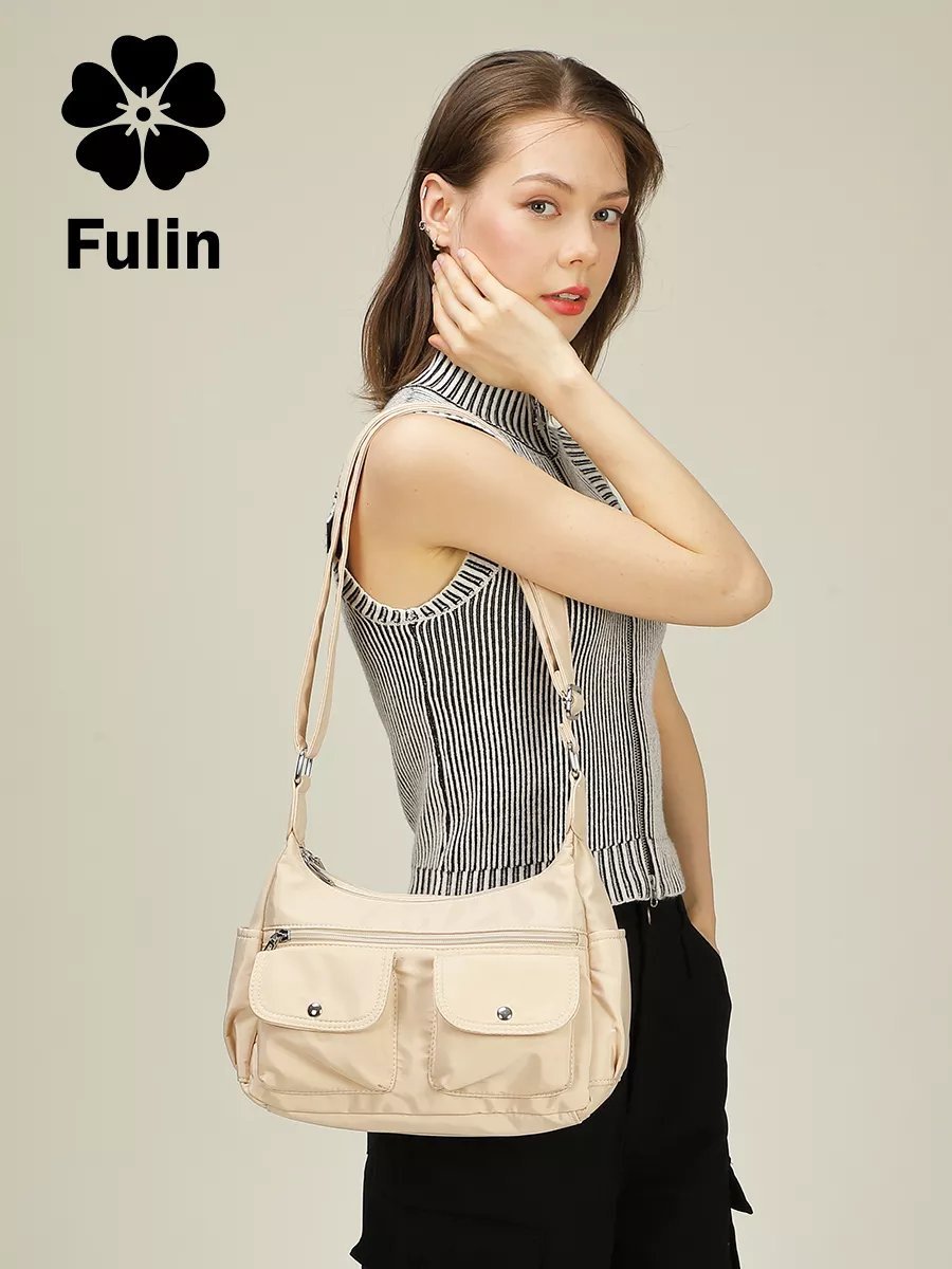 Сумка кросс-боди FULIN нейлон бежевый купить,NaN