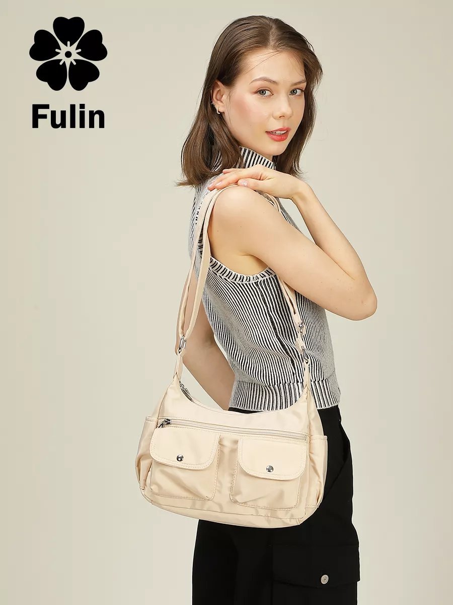 Сумка кросс-боди FULIN нейлон бежевый купить,NaN