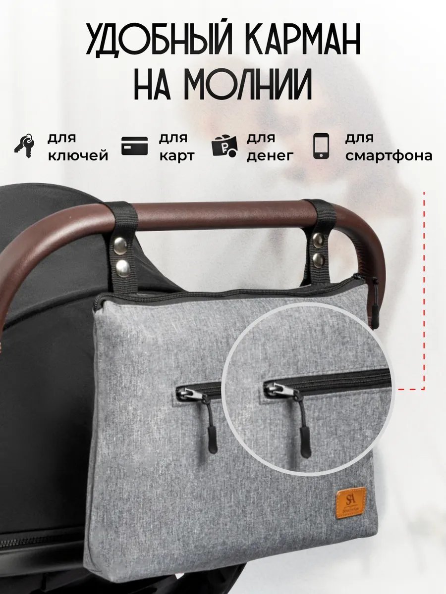 Мини-сумка StrollerAcss оксфорд серый купить,NaN