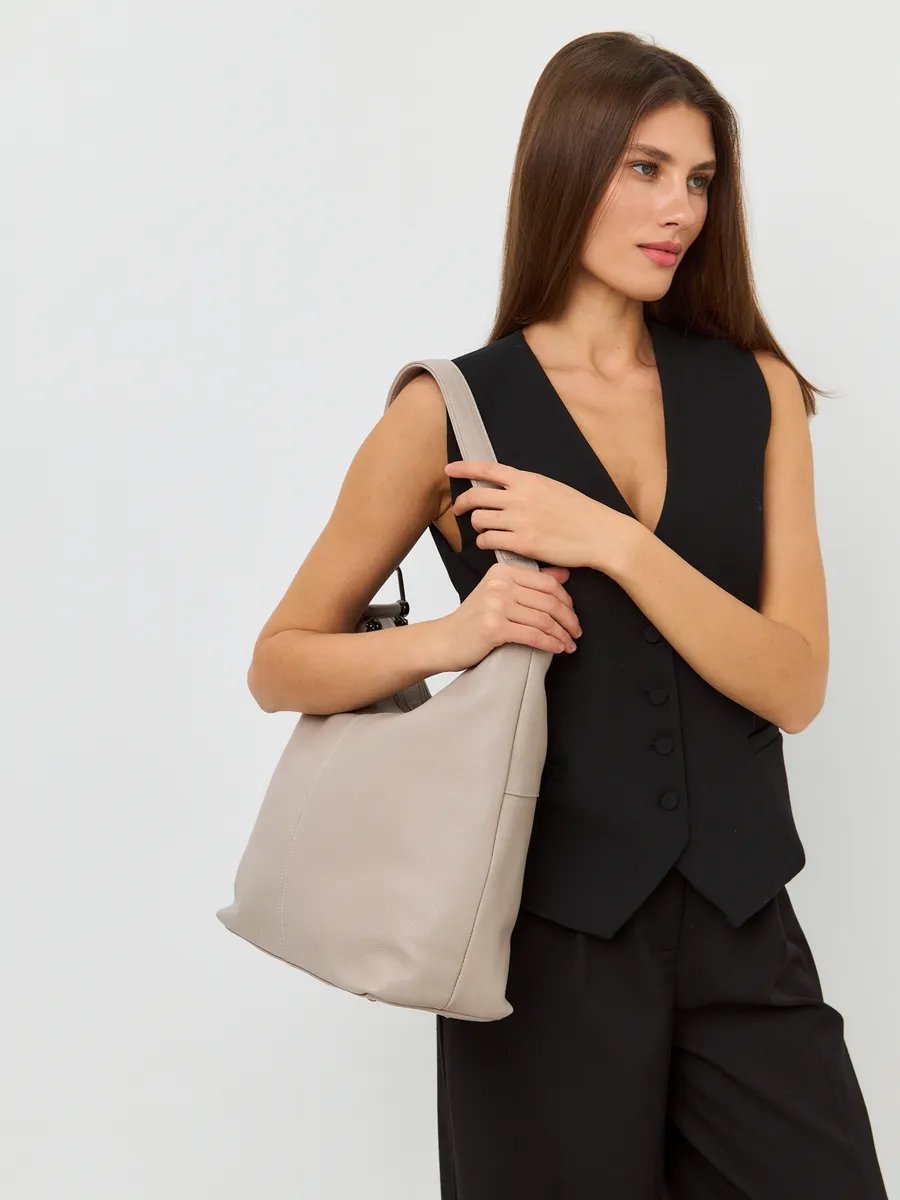Сумка хобо FEELBAGS натуральная кожа бежевый купить,NaN