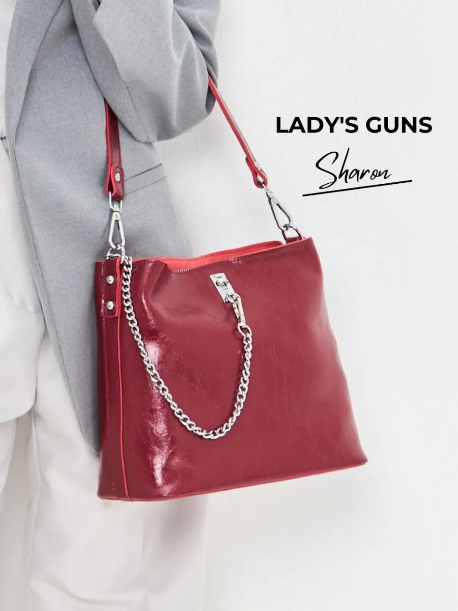 Сумка кросс-боди Lady's Guns натуральная кожа красный купить,NaN