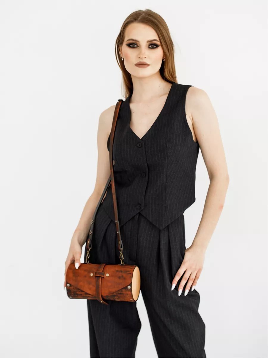 Сумка кросс-боди BECAUSE BAGS натуральная кожа коричневый купить,NaN