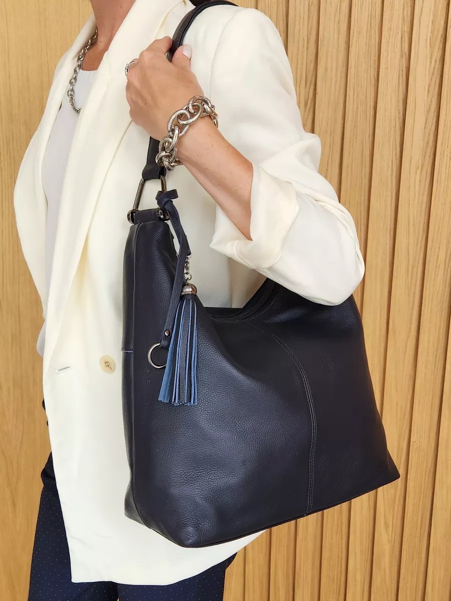 Сумка хобо FEELBAGS натуральная кожа синий купить,NaN