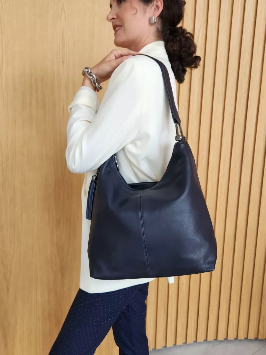 Сумка хобо FEELBAGS натуральная кожа синий купить,NaN