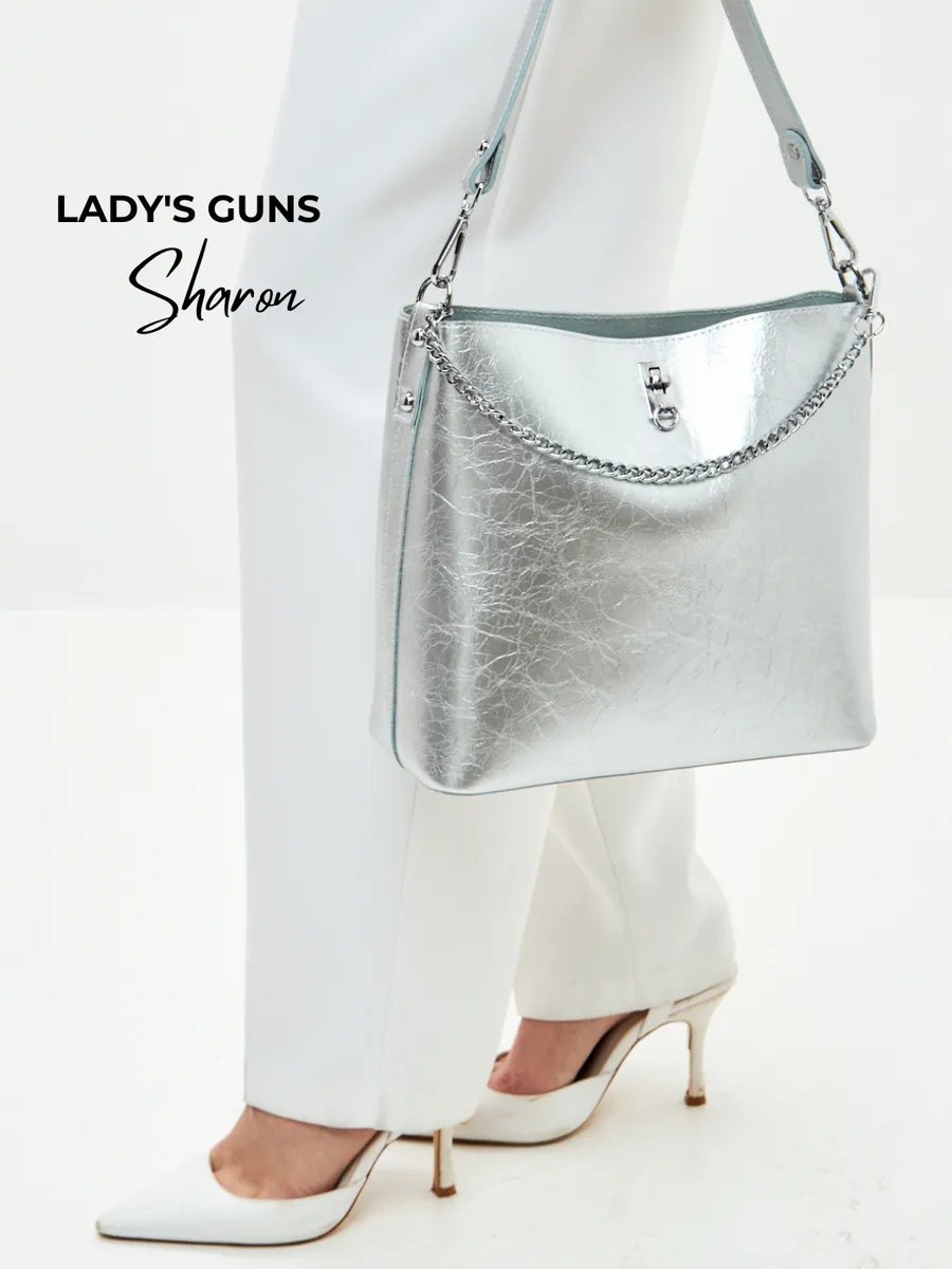 Сумка кросс-боди Lady's Guns натуральная кожа серый купить,NaN