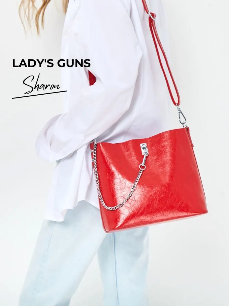 Сумка кросс-боди Lady's Guns натуральная кожа красный купить,NaN