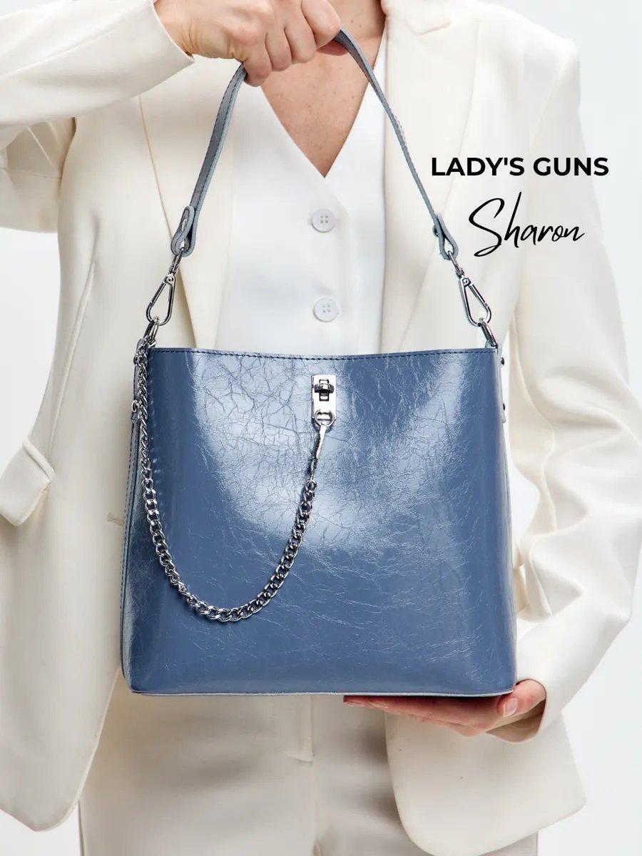 Сумка кросс-боди Lady's Guns натуральная кожа голубой купить,NaN