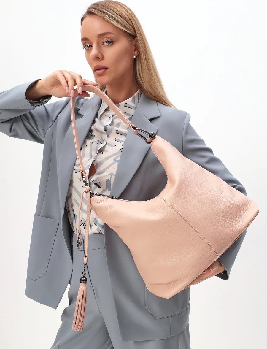 Сумка хобо FEELBAGS натуральная кожа розовый купить,NaN