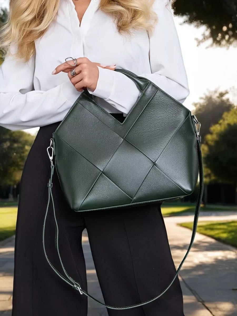 Сумка багет A&U BAGS натуральная кожа зеленый купить,NaN