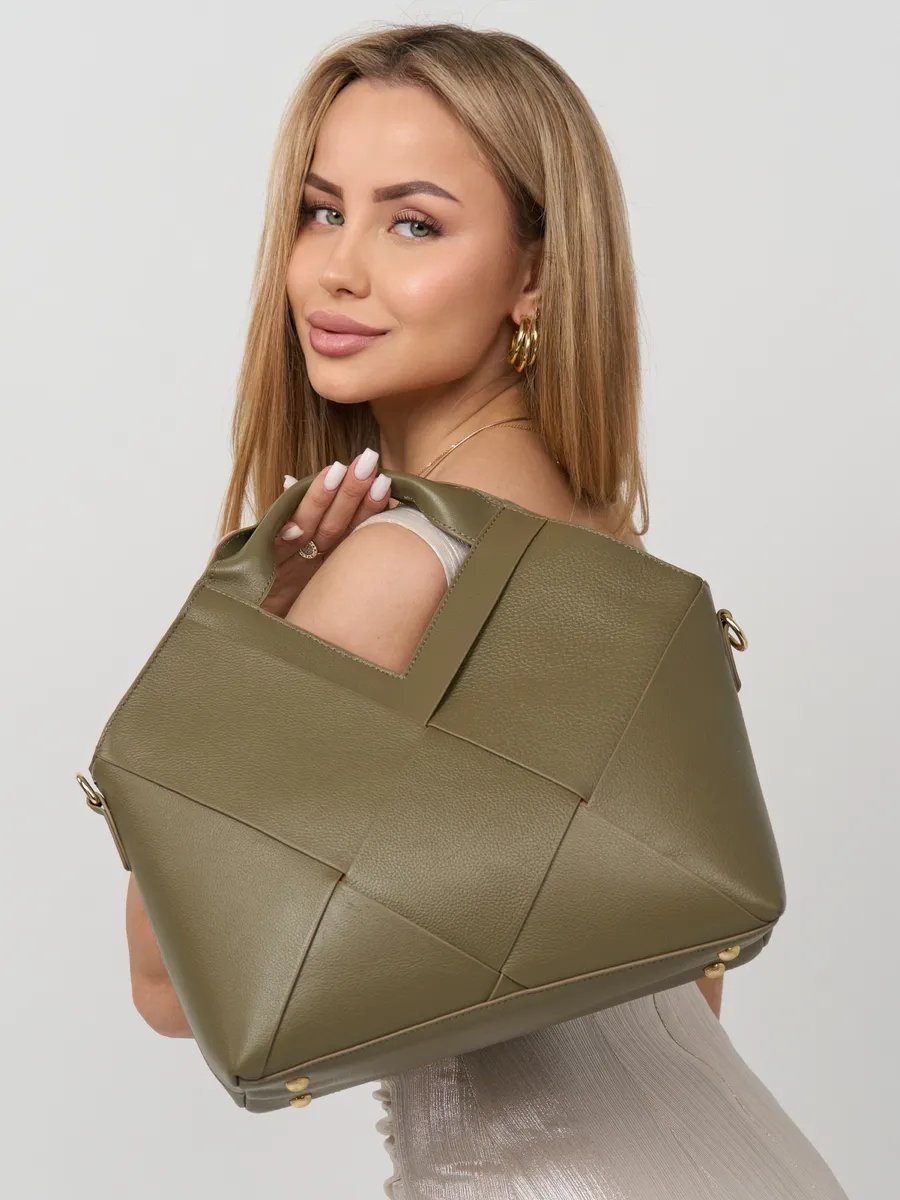 Мини-сумка A&U BAGS натуральная кожа зеленый купить,NaN