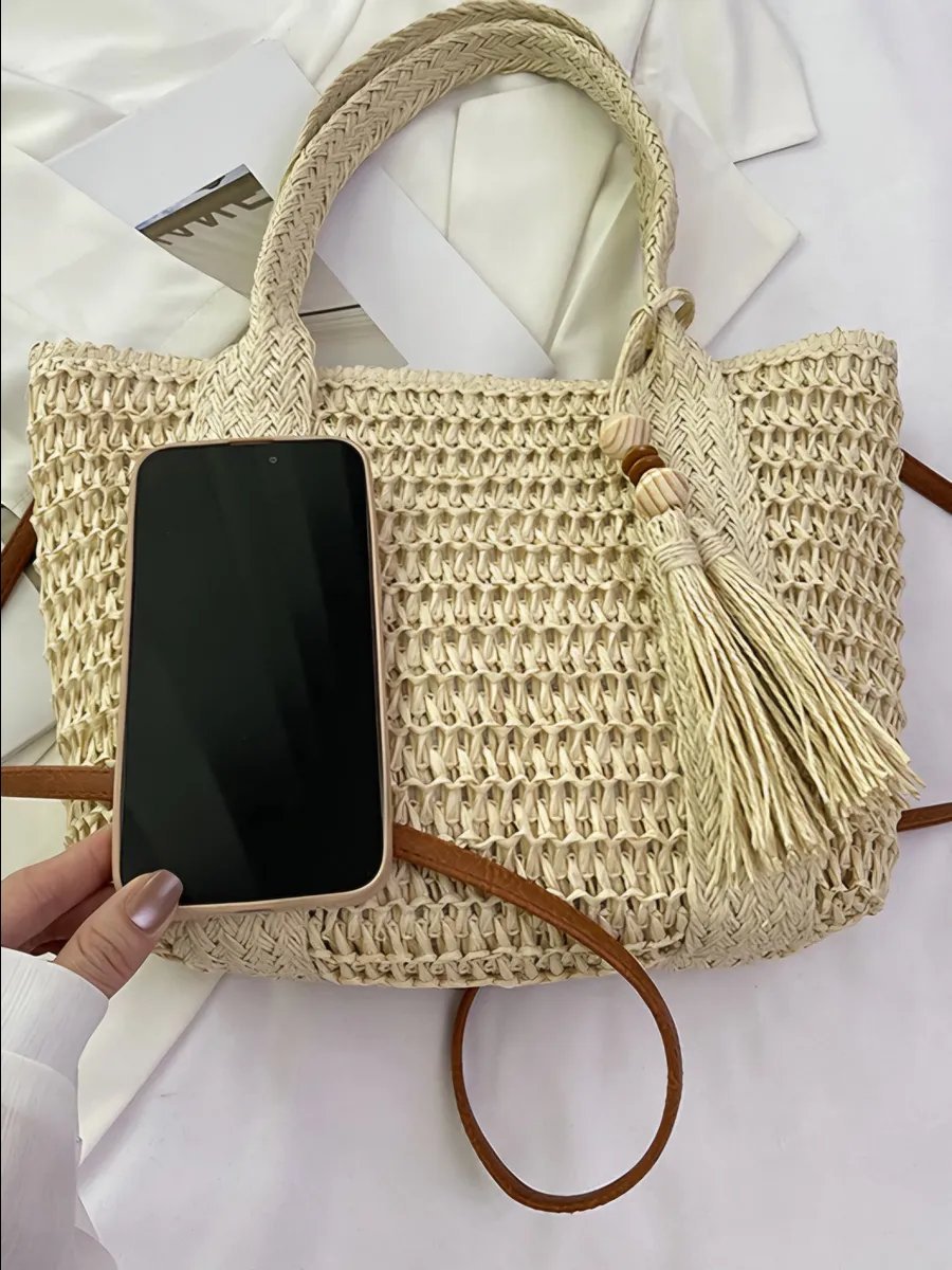 Сумка шоппер Trendshop161 рафия бежевый купить,NaN