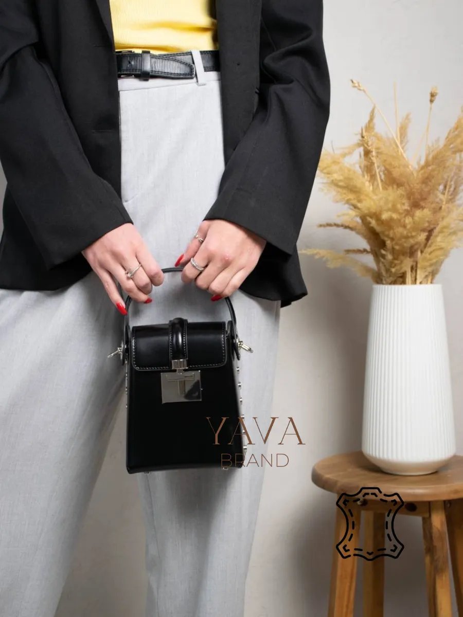Сумка кросс-боди YAVA Brand натуральная кожа черный купить,NaN