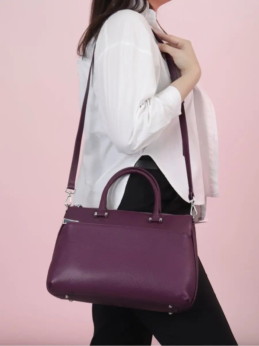 Сумка тоут DONA LINA натуральная кожа фиолетовый купить,NaN