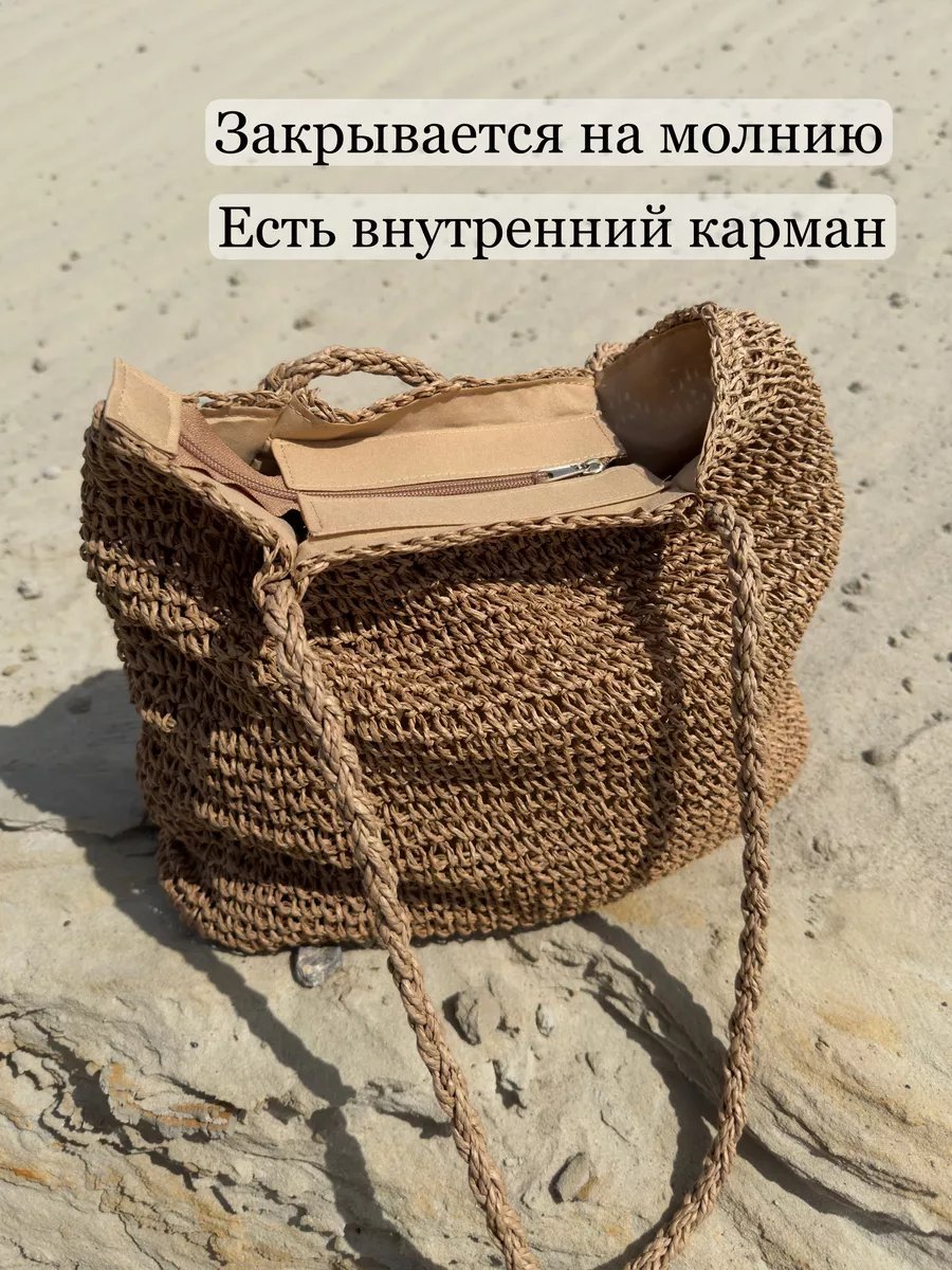 Сумка шоппер Vitman рафия коричневый купить,NaN