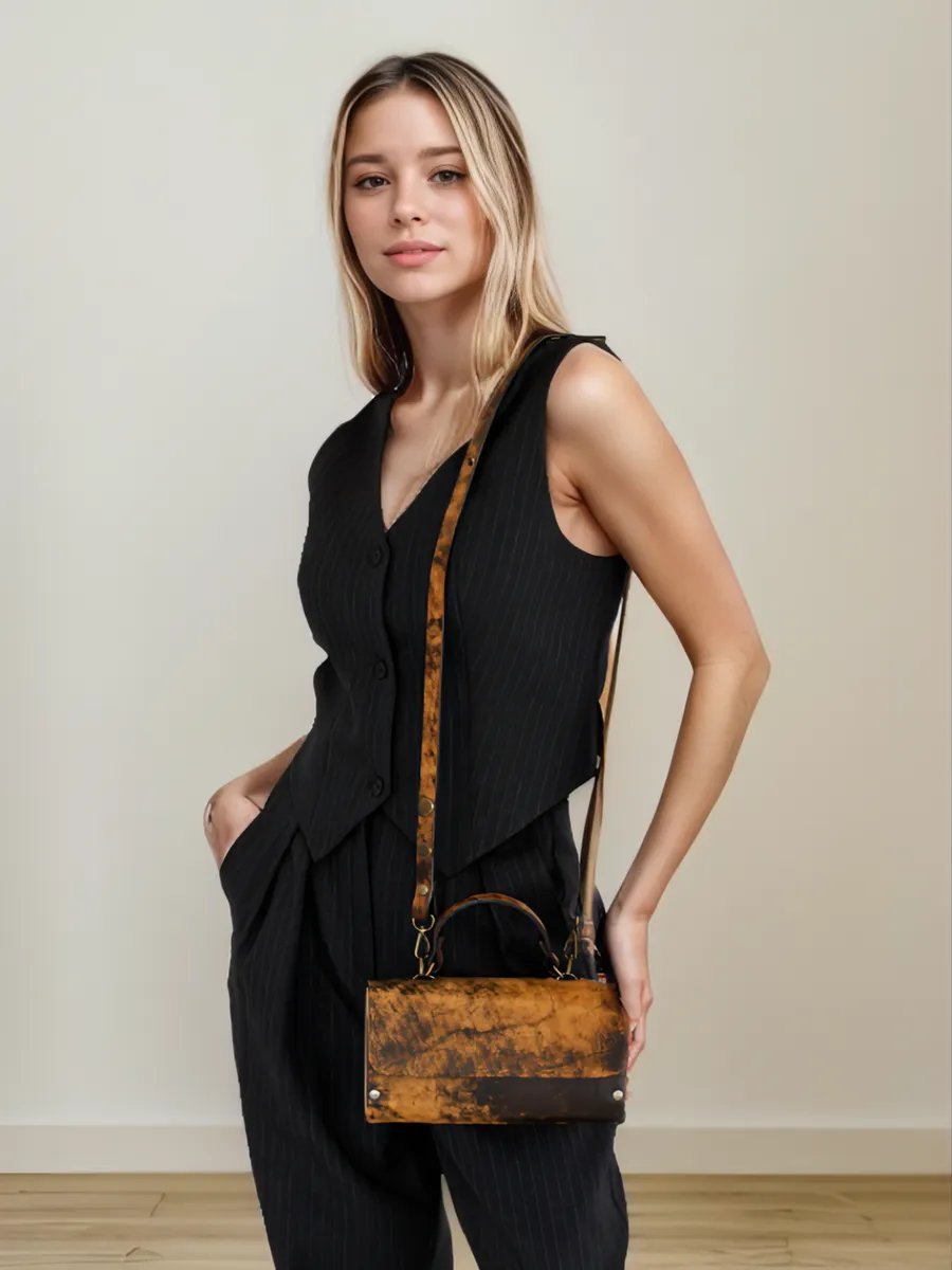 Сумка кросс-боди BECAUSE BAGS натуральная кожа коричневый купить,NaN