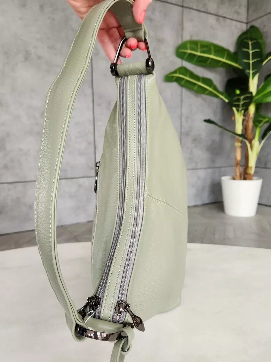 Сумка хобо FEELBAGS натуральная кожа зеленый купить,NaN
