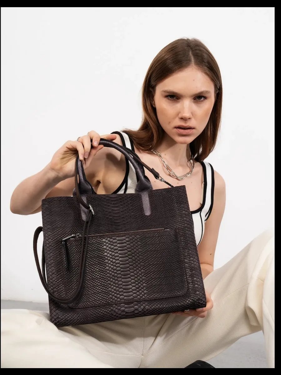Сумка тоут FoxesBag натуральная кожа коричневый купить,NaN