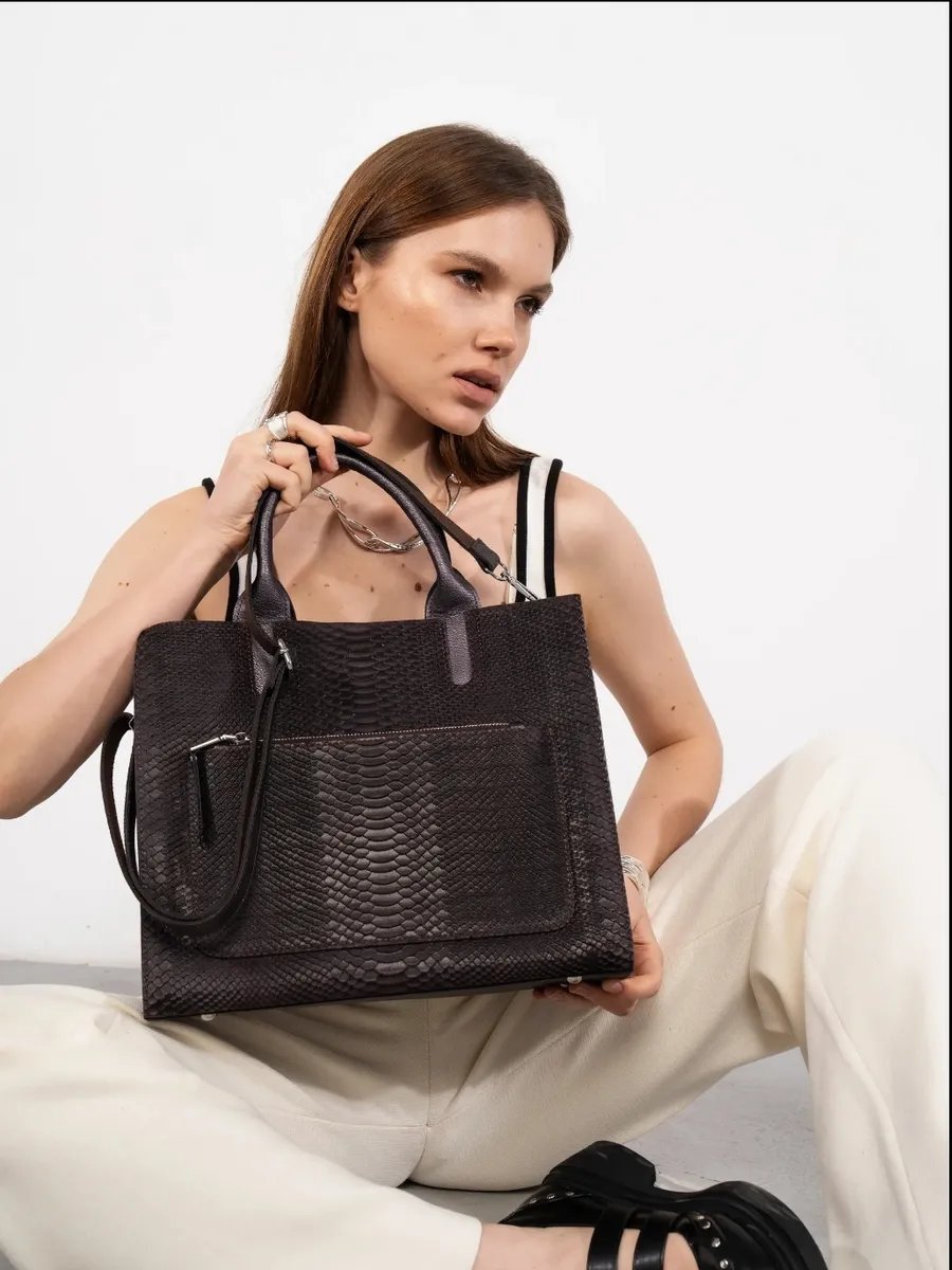 Сумка тоут FoxesBag натуральная кожа коричневый купить,NaN