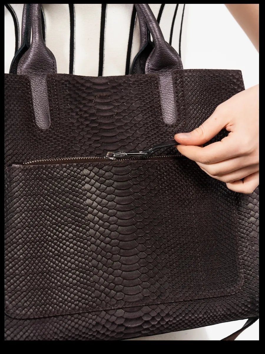 Сумка тоут FoxesBag натуральная кожа коричневый купить,NaN