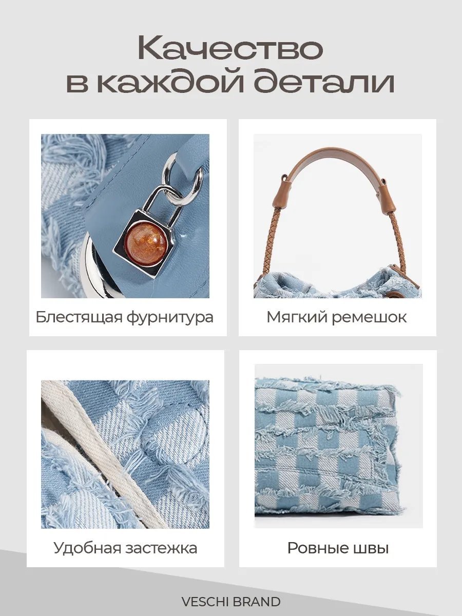 Мини-сумка VESCHI натуральная кожа синий купить,NaN