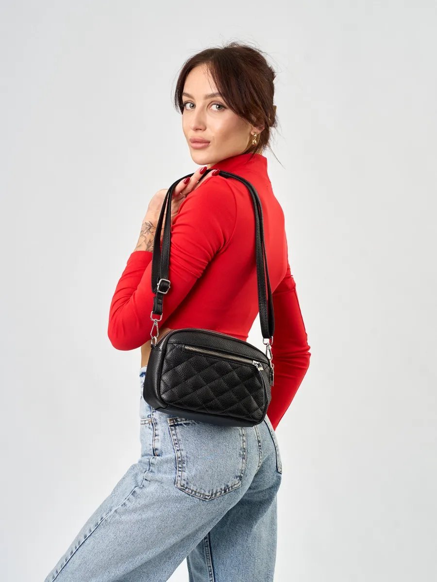 Сумка кросс-боди FashionLucha натуральная кожа черный купить,NaN