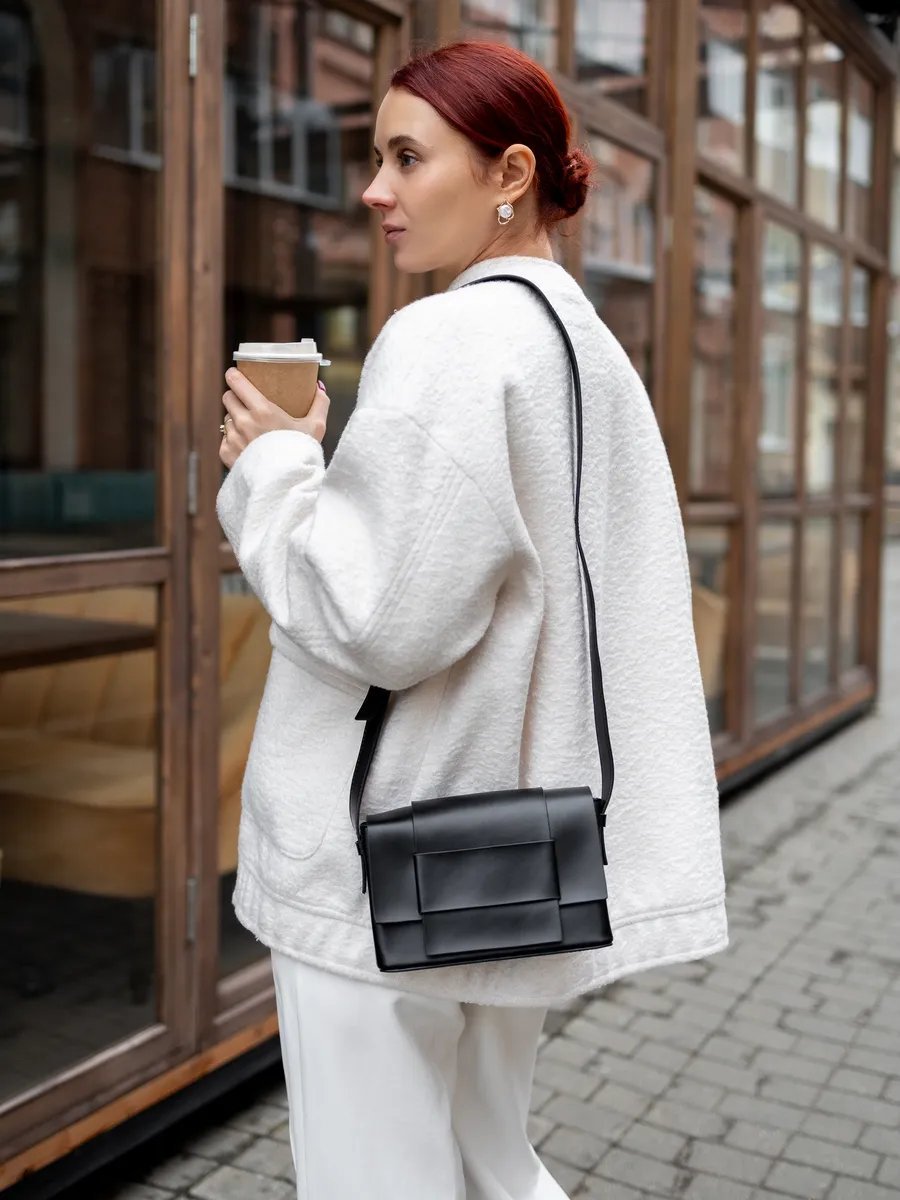 Сумка кросс-боди LAOMA CHIC натуральная кожа черный купить,NaN