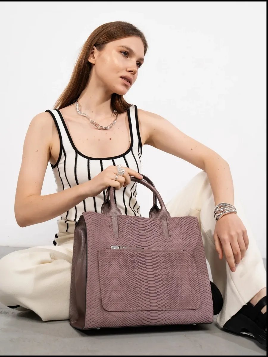 Сумка тоут FoxesBag натуральная кожа бежевый купить,NaN