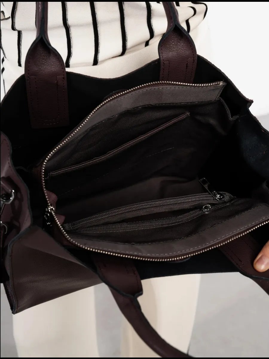 Сумка тоут FoxesBag натуральная кожа фиолетовый купить,NaN