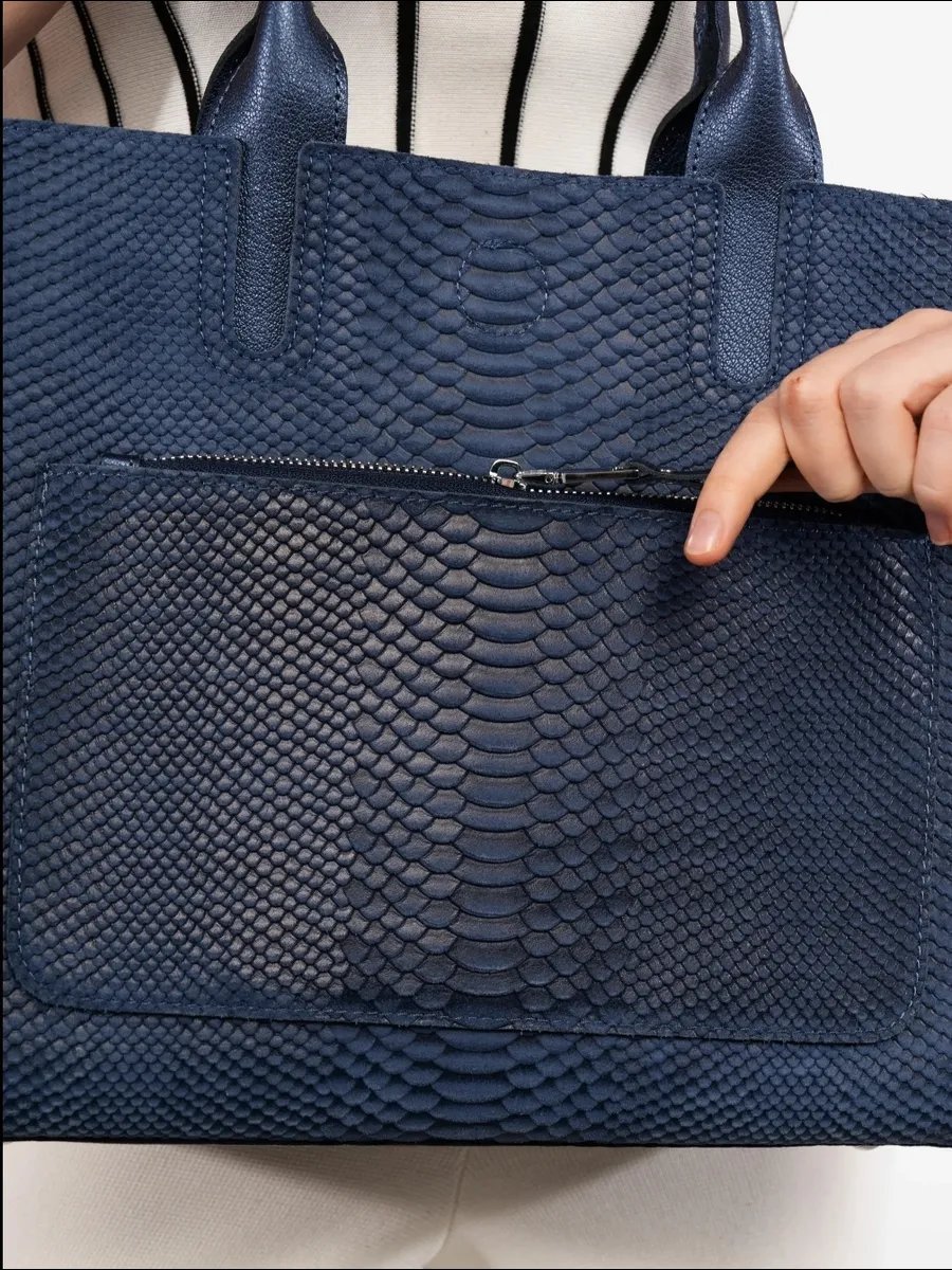 Сумка тоут FoxesBag натуральная кожа синий купить,NaN