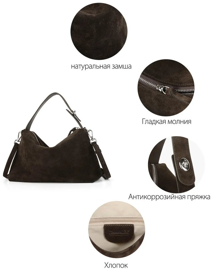 Мини-сумка Donnain натуральная замша коричневый купить,NaN