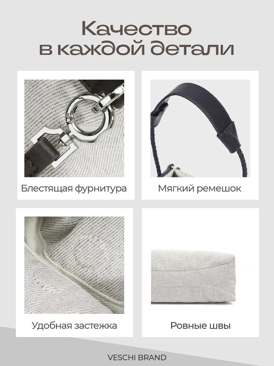 Мини-сумка VESCHI натуральная кожа серый купить,NaN
