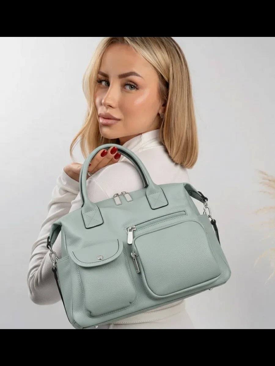 Сумка багет A&U BAGS натуральная кожа зеленый купить,NaN